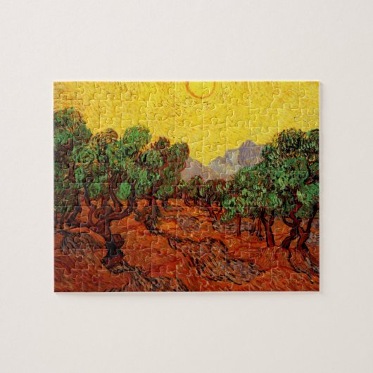 Van Gogh Olivenbäume mit gelbem Himmel und Sonne Puzzle (Horizontal)