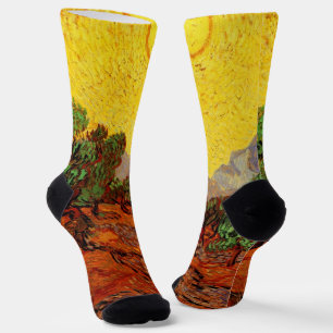 Van Gogh Olivenbäume mit gelbem Himmel und Sonne Socken