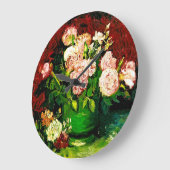 Van Gogh Peonies und Rose Große Wanduhr (Winkel)