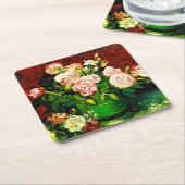 Van Gogh Peonies und Rose Rechteckiger Pappuntersetzer (angewinkelt)