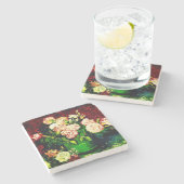 Van Gogh Peonies und Rose Steinuntersetzer (Seitenansicht)