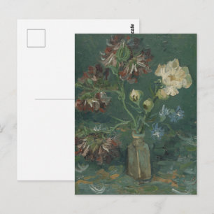 Van Gogh Pfingstrosen & Blaue Rittersporne Kunst Postkarte
