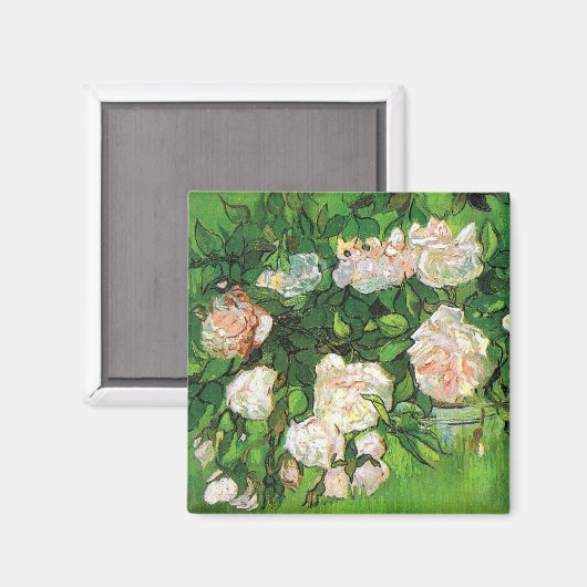 Van Gogh - Pink Roses Magnet (Vorderseite/Rückseite)