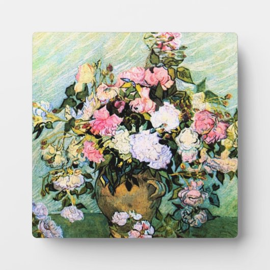 Van Gogh Pink Roses Plaque Fotoplatte (Vorderseite)