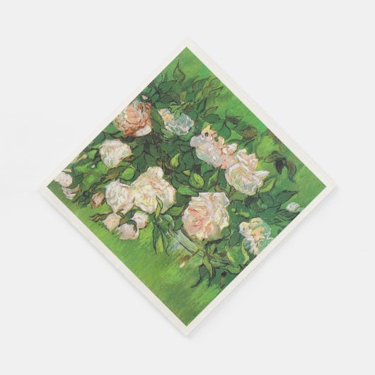 Van Gogh - Pink Roses Serviette (Ecke)