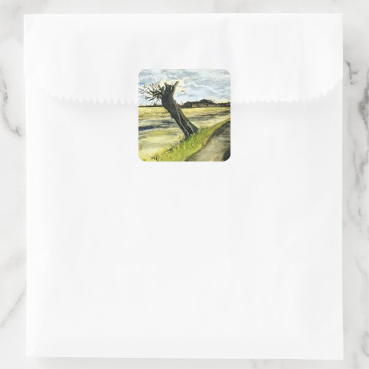 Van Gogh - Pollard Willow Quadratischer Aufkleber (Tasche)