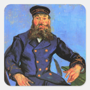 Van Gogh, Portrait des Postmanns Joseph Roulin Quadratischer Aufkleber
