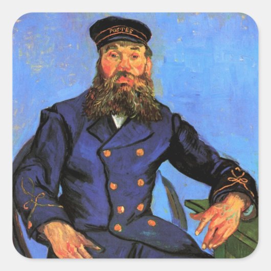 Van Gogh, Portrait des Postmanns Joseph Roulin Quadratischer Aufkleber (Vorderseite)