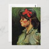 Van Gogh - Portrait von Frau mit rotem Band Postkarte (Vorne/Hinten)