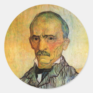 Van Gogh Portrait von Trabuc, Vintage Impressionis Runder Aufkleber