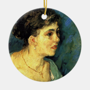 Van Gogh, Porträt einer Frau in Blau, Vintage-Kuns Keramik Ornament