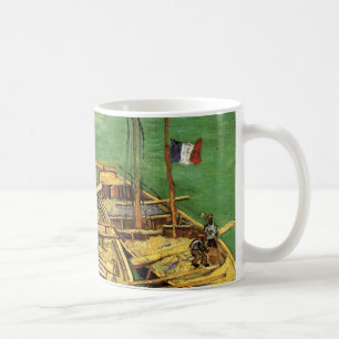 Van Gogh Quay mit Männern entladen Sand Barges Kaffeetasse