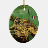 Van Gogh Quay mit Männern entladen Sand Barges Keramik Ornament (Rechts)