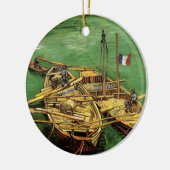 Van Gogh Quay mit Männern entladen Sand Barges Keramik Ornament (Links)