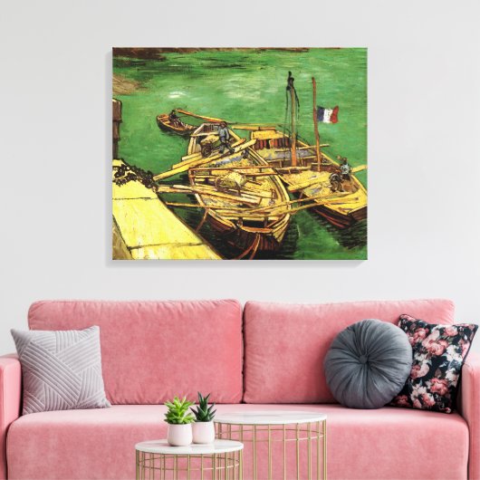 Van Gogh Quay mit Männern entladen Sand Barges Leinwanddruck (Insitu (Wohnzimmer))