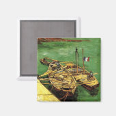 Van Gogh Quay mit Männern entladen Sand Barges Magnet (Vorderseite/Rückseite)