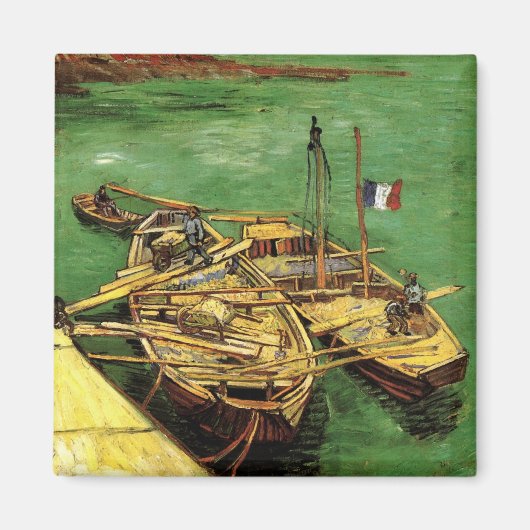 Van Gogh Quay mit Männern entladen Sand Barges Magnet (Vorne)