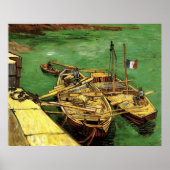 Van Gogh Quay mit Männern entladen Sand Barges Poster (Vorne)