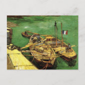 Van Gogh Quay mit Männern entladen Sand Barges Postkarte (Vorderseite)