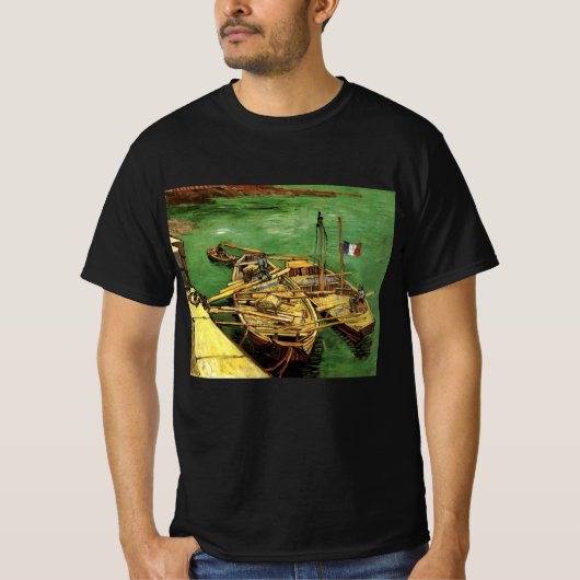 Van Gogh Quay mit Männern entladen Sand Barges T-Shirt (Vorderseite)
