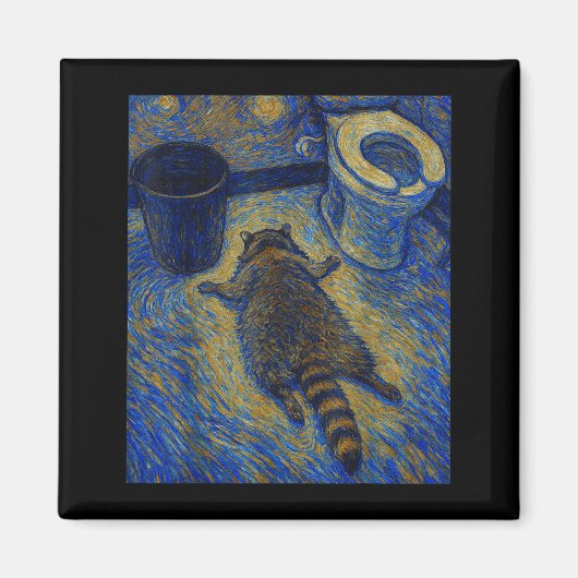 Van Gogh Raccoon Drunk Pes Out In Bathroom Meme Magnet (Vorne)