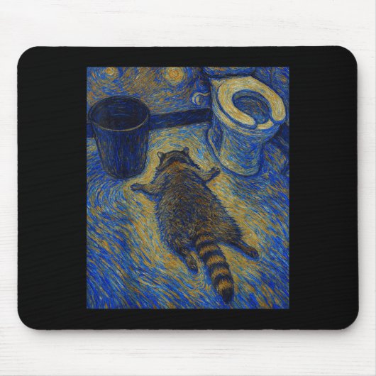 Van Gogh Raccoon Drunk Pes Out In Bathroom Meme  Mousepad (Vorne)