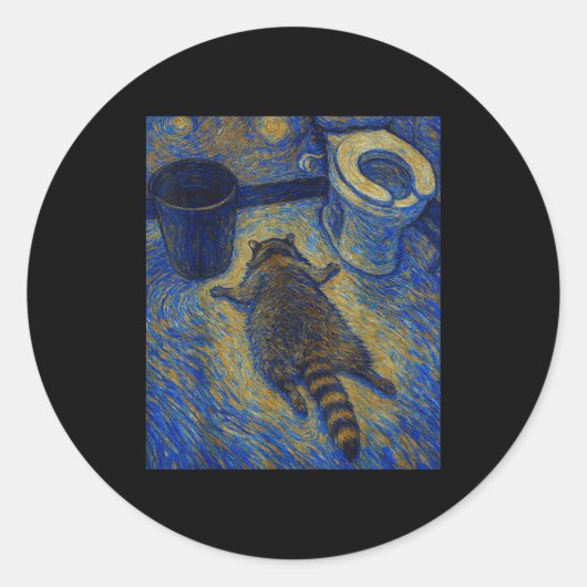 Van Gogh Raccoon Drunk Pes Out In Bathroom Meme Runder Aufkleber (Vorderseite)
