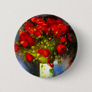 Van Gogh Red Poppies Button