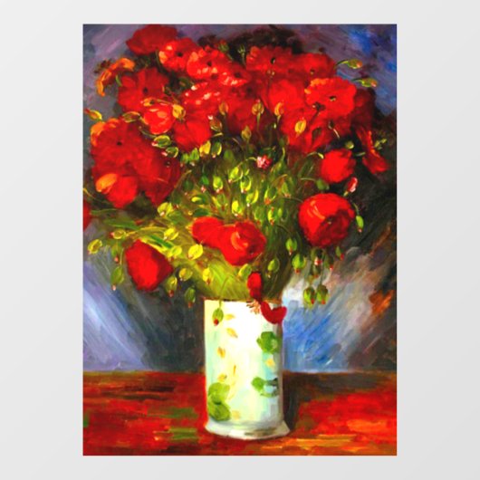 Van Gogh Red Poppies Fensteraufkleber (Blatt)