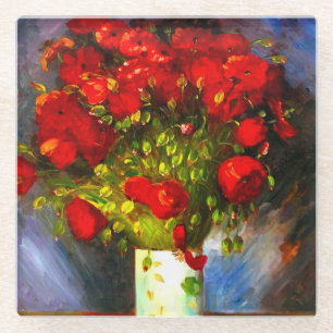 Van Gogh Red Poppies Glasuntersetzer