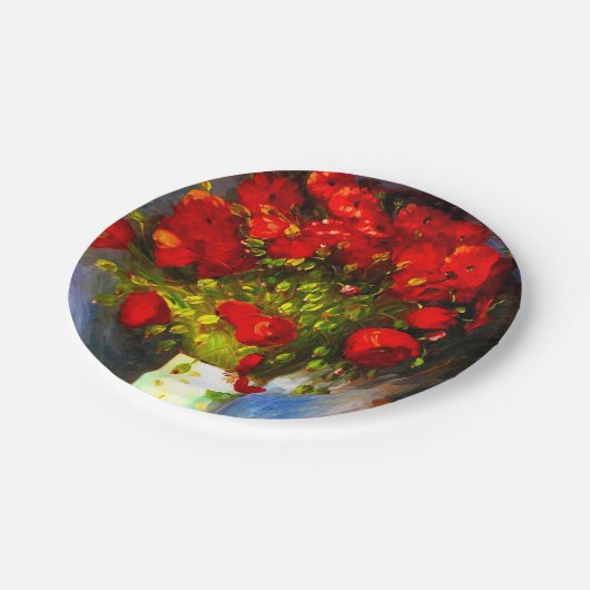 Van Gogh Red Poppies Pappteller (Schrägansicht)
