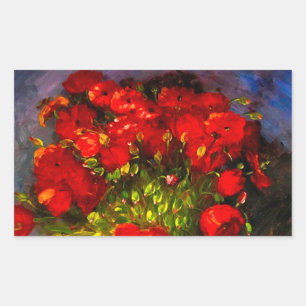 Van Gogh Red Poppies Rechteckiger Aufkleber