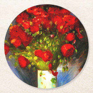 Van Gogh Red Poppies Runder Pappuntersetzer