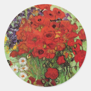 Van Gogh Red Poppies und Daisies Stickers