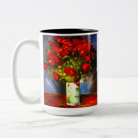 Van Gogh Red Poppies Zweifarbige Tasse (Links)