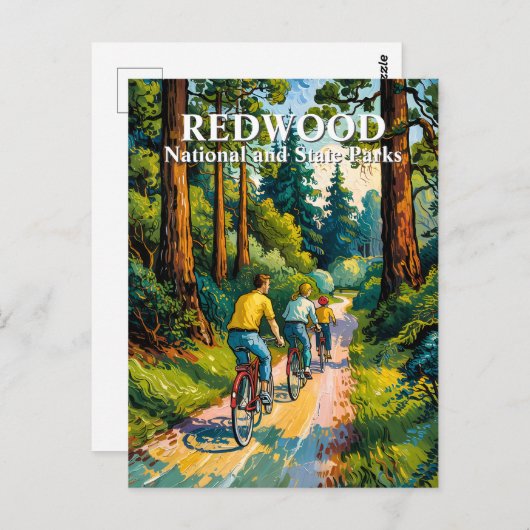 Van Gogh Redwood National Park Family Cycling Postkarte (Vorne/Hinten)