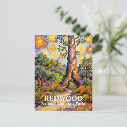 Van Gogh Redwood National Park Forest Landscape Postkarte (Stehend Vorderseite)