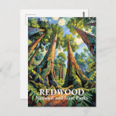 Van Gogh Redwoods Park California Poster Style Postkarte (Vorne/Hinten)