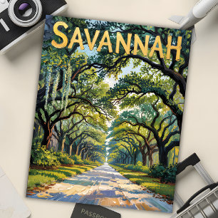 Van Gogh Retro Savannah Georgia Oak Avenue Travel Postkarte