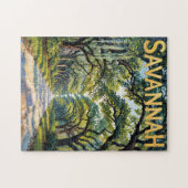Van Gogh Retro Savannah Georgia Oak Avenue Travel Puzzle (Horizontal)
