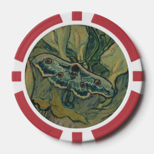 Van Gogh Riesiger Pfauenspinner Vintage Natur Kuns Pokerchips