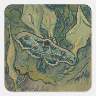 Van Gogh Riesiger Pfauenspinner Vintage Natur Kuns Quadratischer Aufkleber