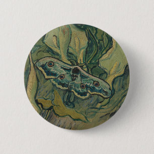 Van Gogh Riesiger Pfauenspinner Vintage Naturkunst Button