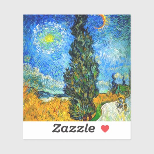 Van Gogh Road mit Cypress und Star Aufkleber (Blatt)