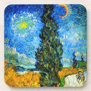 Van Gogh Road mit Cypress und Star Getränkeuntersetzer