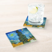 Van Gogh Road mit Cypress und Star Glasuntersetzer (Schrägansicht)