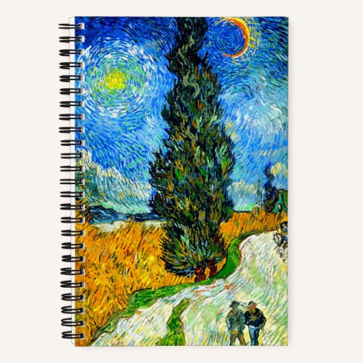 Van Gogh Road mit Cypress und Star Notizblock (Vorderseite)