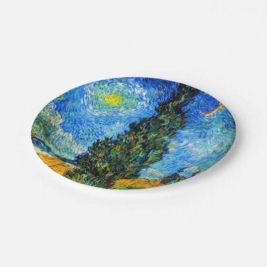 Van Gogh Road mit Cypress und Star Pappteller (Schrägansicht)
