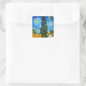 Van Gogh Road mit Cypress und Star Quadratischer Aufkleber (Tasche)