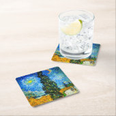 Van Gogh Road mit Cypress und Star Rechteckiger Pappuntersetzer (Vor Ort)